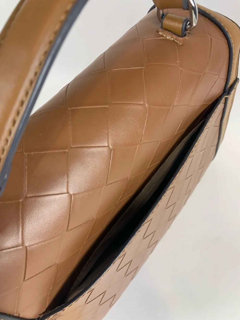 Nine‎ West Brown Woven-Texture Top Handle Satchel Purse